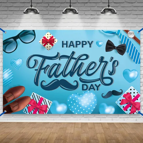 KatchOn Cartel de feliz día del padre, extragrande, 72 x 44 pulgadas, decoración azul del día del padre para fiesta y hogar