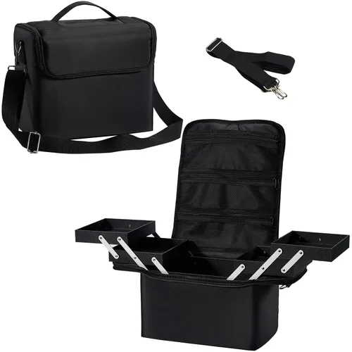 Yueieoun Estuche de Maquillaje Grande para Tren, Organizador de Maquillaje, Caja de Maquillaje, Estuche Cosmético Suave de 4 Niveles para Maquillaje
