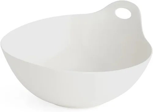 Miniatura 3 de Nambe Portables - Cuenco redondo de 11 pulgadas, cerámica blanca con mango abierto para servir y transportar fácilmente, vajilla moderna apilable