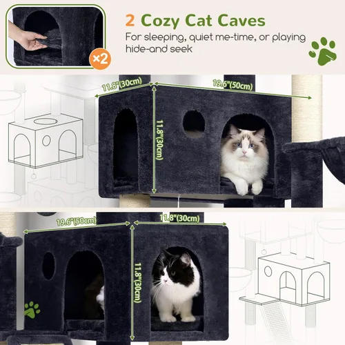Miniatura 2 de Globlazer Árbol grande para gatos, torre de escalada para gatos de 72 pulgadas de alto para gatos adultos grandes, muebles de varios niveles con 2