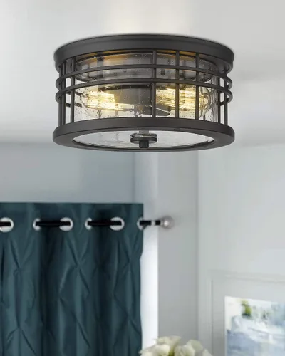 Miniatura 3 de zeyu ZW01-F BK - Lámpara de techo de montaje empotrado, 2 luces, para cocina, pasillo, 12 pulgadas, acabado negro con vidrio semillado, ZW01-F BK
