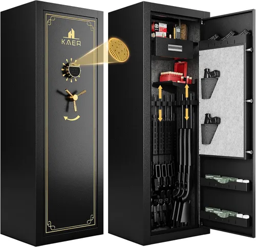 Miniatura 8 de KAER 15 Caja Fuerte Ensamblada - Caja Fuerte Biométrica de Huella Dactilar para Rifles y Pistolas, Caja Fuerte Grande para Rifles Largos y Escopetas