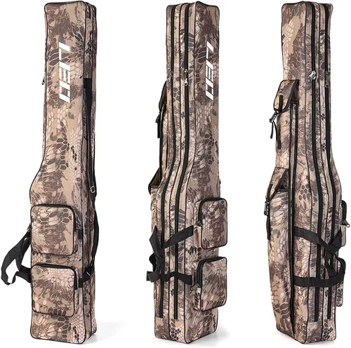 Miniatura 5 de LEOFISHING Bolsa de almacenamiento de aparejos de pesca, organizador portátil de caña y carrete de 51.2 in/4.27 pies, bolsa de cubierta de pesca