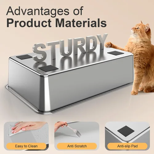 Miniatura 7 de 2PACK Stainless Steel Litter Box with Lid, XL Extra Large Litter Box Enclosed Top Entry Metal Litterbox for Big Cats & Multi-Cats, Easy Cleaning