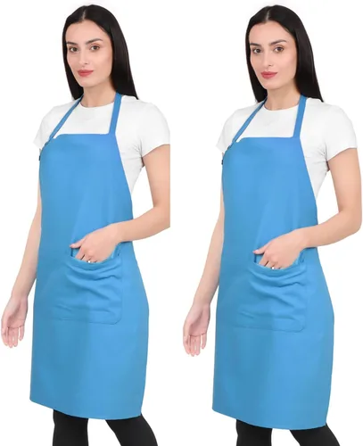 Miniatura 9 de Delantal de cocina de algodón resistente a las gotas de agua con delantales ajustables para mujer con bolsillos 8 opciones de color para cocinar