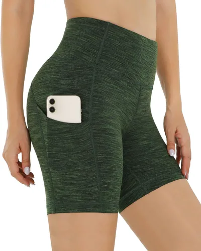Miniatura 3 de IUGA Pantalones cortos de yoga para mujer con bolsillos de 8 a 5 pulgadas para mujer, pantalones cortos de entrenamiento de cintura alta, pantalones