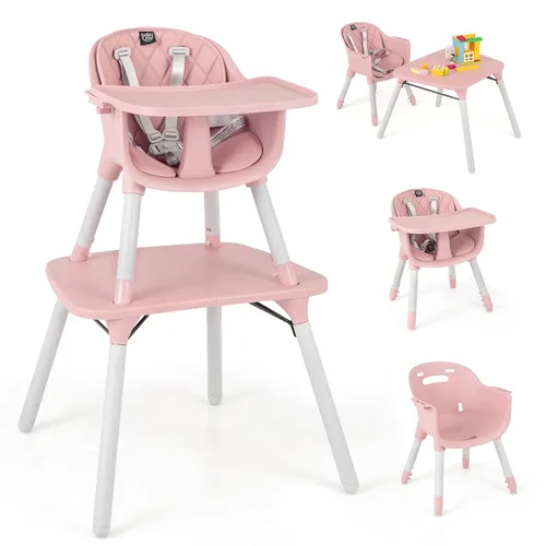 Miniatura 12 de BABY JOY Silla alta, silla alta convertible 5 en 1 para bebés y niños pequeños, asiento elevador, juego de mesa y silla, silla de alimentación Gris
