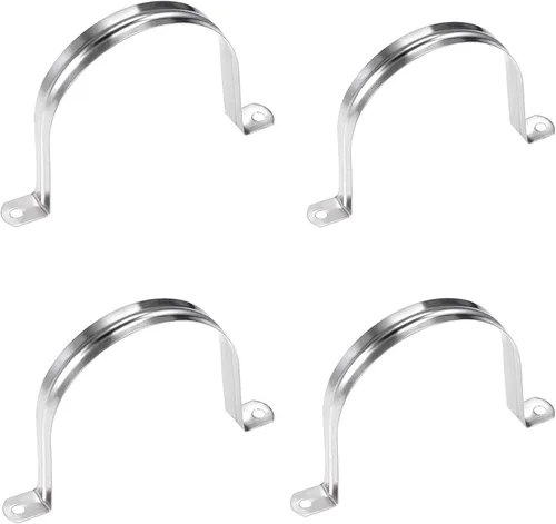 Miniatura 12 de 10 piezas de correa de tubo rígida de 4 pulgadas, correa de acero inoxidable de dos agujeros con soporte en U, juego de kit de variedad de clip