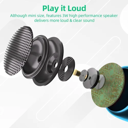 Miniatura 5 de SEVENKA 2 mini altavoces, altavoces inalámbricos pequeños portátiles de 3 W con cordón, resistente al agua, emparejamiento estéreo inalámbrico, mini