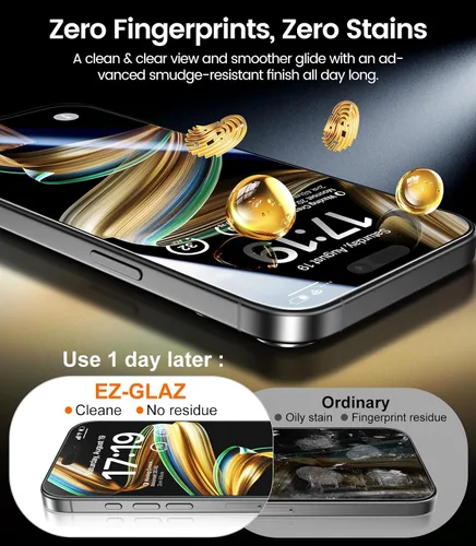 Miniatura 7 de EZ-GLAZ - Paquete de 4 protectores de pantalla de privacidad para iPhone 15 Pro [6.1"], dureza 9H+, grado militar a prueba de caídas de 12 pies