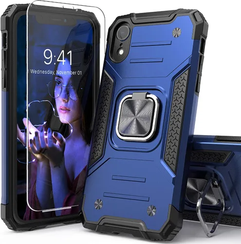 Miniatura 9 de Funda protectora ligera para iPhone Xs con protector de pantalla, absorción de golpes, resistente a prueba de caídas con soporte para automóvil