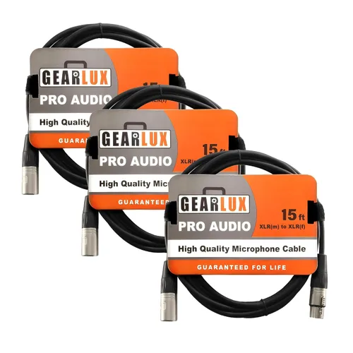 Miniatura 33 de Gearlux – Cable de micrófono XLR, completamente balanceado, macho a hembra, 25 pies - Paquete de 3