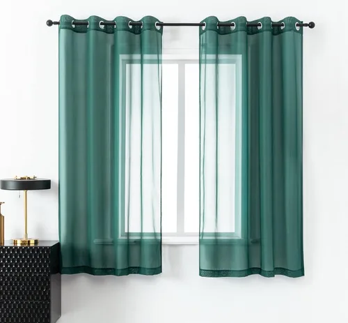 Miniatura 38 de DUALIFE Cortinas Amarillas de 72 Pulgadas de Largo para Dormitorio Juego de 2 Paneles con Ojales Ventana Semi Voile Filtrado de Luz Cortinas