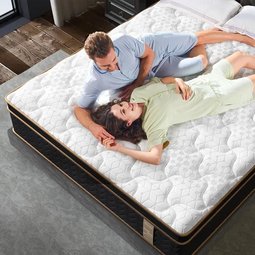 Miniatura 7 de Colchón tamaño King de 10 pulgadas, colchones híbridos en una caja, espuma viscoelástica de sensación media firme y resortes individuales