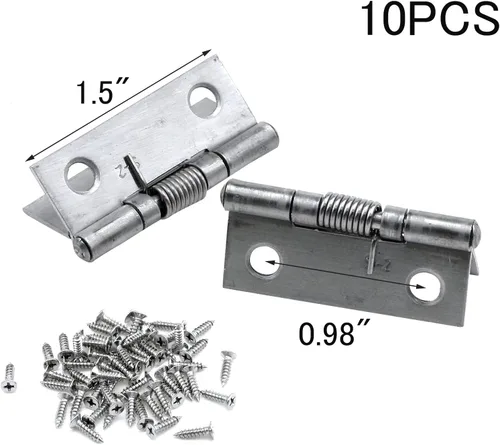 Miniatura 2 de MY MIRONEY Paquete de 10 bisagras de resorte de cierre automático de 1.5 pulgadas, bisagras de resorte con tornillos, accesorios de bricolaje