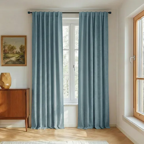 Miniatura 65 de NICETOWN Cortinas 100% opacas de 63 pulgadas de largo, 2 paneles de cortinas cortas con aislamiento térmico con forro para dormitorio, cortinas