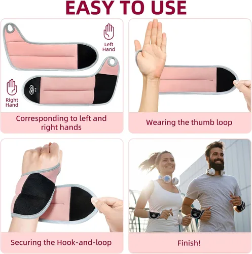 Miniatura 4 de Pesas de muñeca, bandas de brazo pesadas con presillas para el pulgar, pesas de brazo de entrenamiento de fuerza de 1/2/4 libras para caminar