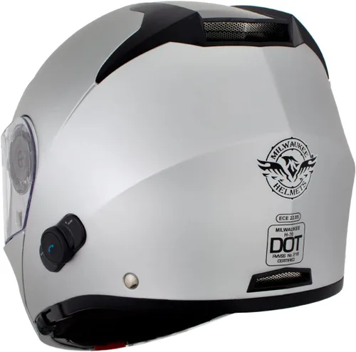 Miniatura 9 de Milwaukee Helmets H7010 Flat Grey Mayday Modular Casco de motocicleta inalámbrico de cara completa - Stream Music-Llamadas telefónicas
