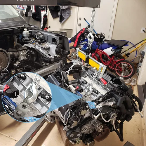 Miniatura 6 de NOVINO 7100 Juego de soportes de elevación del motor, 5,500 libras de capacidad para uso con niveladores de carga y eslingas, 2 juegos, color negro