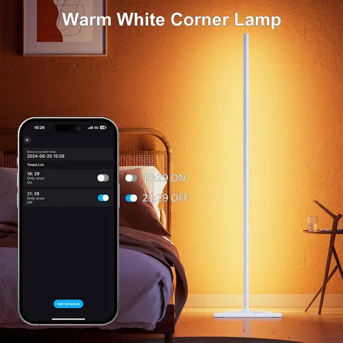 Miniatura 6 de MIHEAL Lámpara de pie de esquina – Lámpara de esquina LED RGB inteligente con aplicación y control remoto, 16 millones de colores y más de 68 Blanco