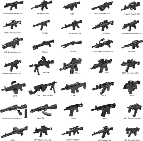 Miniatura 3 de Pamvava Paquete de armas militares WW2, juego de accesorios del ejército para figuras, más de 280 piezas de pistolas de ladrillo de soldado SWAT