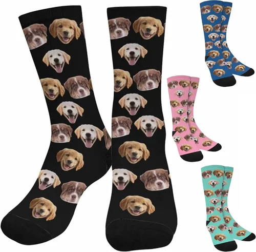 Miniatura 88 de Artsadd Calcetines personalizados para mujeres y hombres, amantes de los perros y gatos, regalos divertidos unisex personalizados