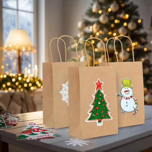 Miniatura 9 de Juvale Bolsas de regalo marrones con asas, paquete de 12 unidades, grandes, marrones, 8 x 4.75 x 10 pulgadas, papel de 120 GSM, bolsas de regalo
