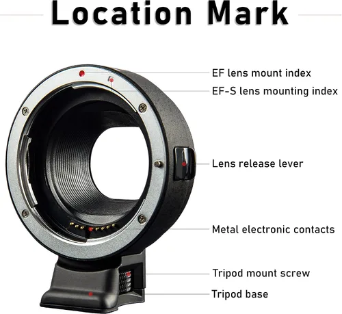 Miniatura 3 de VILTROX Adaptador de cámara de montaje EF-EOS M, anillo convertidor de lente de enfoque automático, adaptador de lente EF-M compatible con lentes
