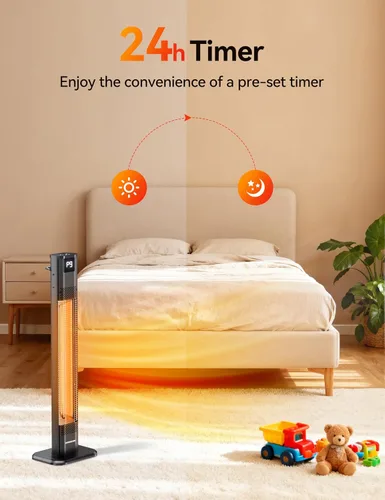 Miniatura 6 de VAGKRI Calentadores al Aire Libre, Calentadores de Carbono Infrarrojos para Patio con Control Remoto de 1s, 9 Niveles de Calor, Temporizador de 24H