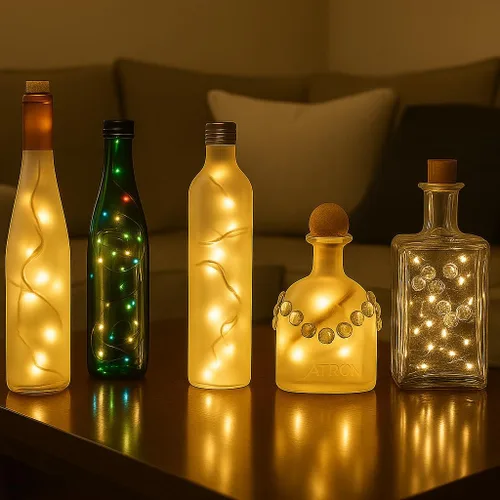 Miniatura 3 de Novelty Lights Mini cadena de luces transparentes de 5 pies con 10 bombillas en cable blanco, luces incandescentes no conectables para botellas
