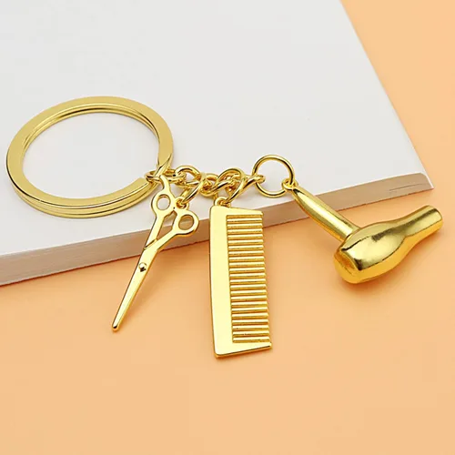 Miniatura 3 de PHAETON 20 llaveros con dije de peine para secador de pelo, tijeras, perfecto para propietarios de peluquería o estilista, regalo de graduación