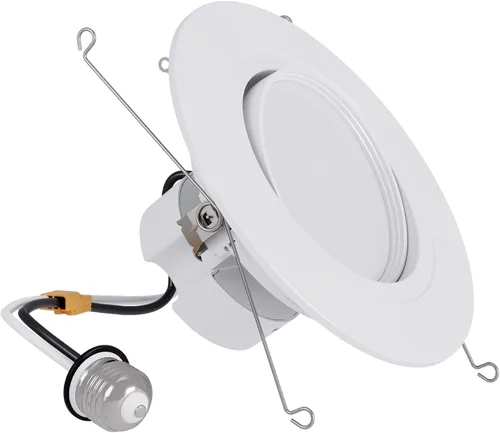 HALO RA Iluminación Empotrada LED de 6 pulgadas con Moldura Downlight con Cardán Ajustable Lúmenes Seleccionables y Temperaturas de Color,
