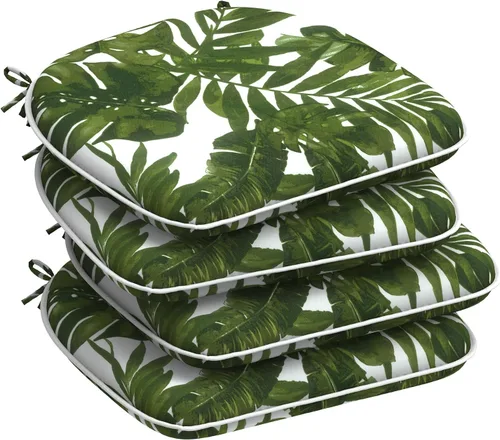 Miniatura 74 de DYTXIII Juego de 2 cojines para sillas de exterior con lazos, almohadillas repelentes al agua para sillas de patio de 17 x 16 pulgadas para muebles