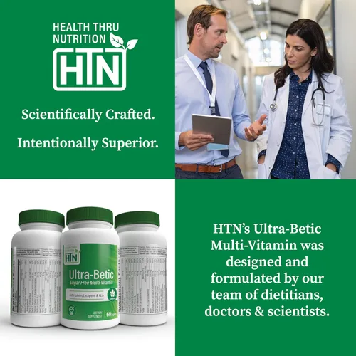 Miniatura 5 de Health Thru Nutrition Ultra-Betic Multivitamínico 60 unidades Apoya el nervio, la visión, la energía con ALA, licopeno Sin OMG, etiqueta
