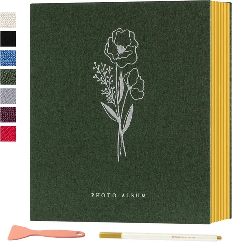 Miniatura 17 de Lanpn - Álbum de fotos autoadhesivo de lino, 40 páginas, álbum de fotos para manualidades, páginas adhesivas magnéticas, contiene fotos de 4 x 6, 7
