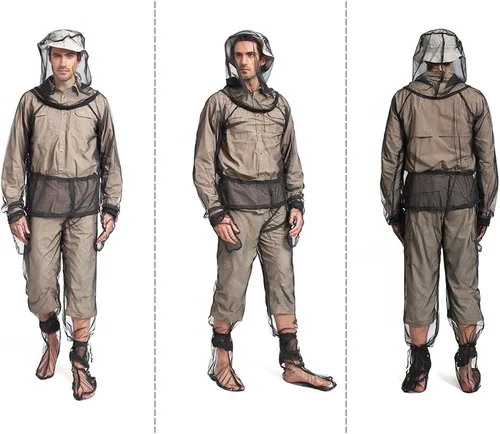 Miniatura 7 de LIXADA Conjunto de medias de malla para traje, chaqueta y pantalones, medias unisex ultrafina con bolsa de transporte para pesca, caza, camping