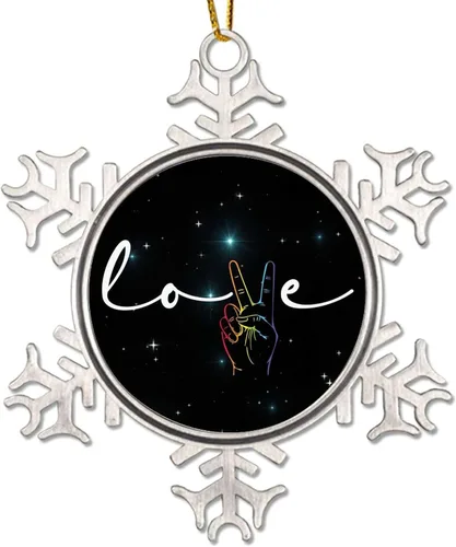 Miniatura 12 de Mama Bear Always and Forever - Adornos de Navidad LGBT para niños, regalo del mes del orgullo, orgullo lesbiano, recuerdo de Navidad, copos de nieve