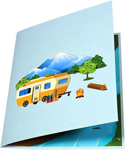 Miniatura 3 de Tarjeta emergente 3D de camping RV tarjeta de felicitación con sobre para marido, hijo, padre, tarjetas de cumpleaños, tarjeta de viaje al aire