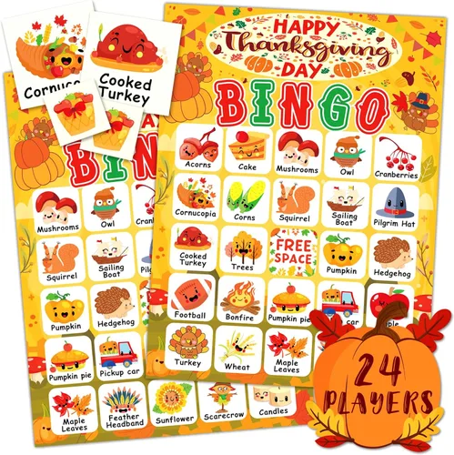 Miniatura 3 de Juego de bingo para 24 jugadores para niños, juego de bingo bíblico y tarjetas de bingo de Acción de Gracias para actividades familiares, escuela