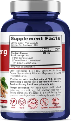 Miniatura 2 de NusaPure American Ginseng 5000 mg - 200 cápsulas vegetales (vegetariano, sin OMG y sin gluten)