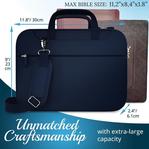 Miniatura 2 de DEHITE Funda para la Biblia para hombres Funda azul para la Biblia para hombres y mujeres tamaño extra grande Bolsa de mano Fit Book 11.2 x 8.4 x