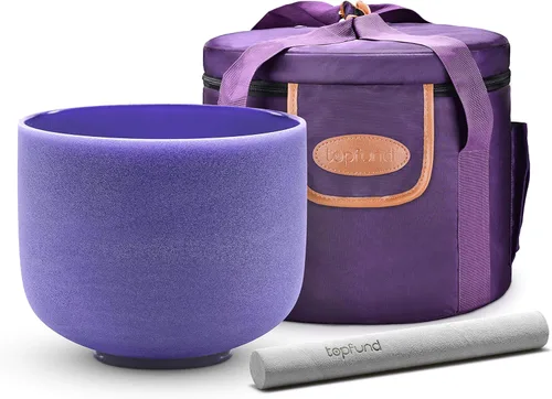 TOPFUND - Cuenco de cristal de 8 pulgadas, afinado en la nota A# y de color violeta, para el chakra pineal, instrumento de meditación y sanación del