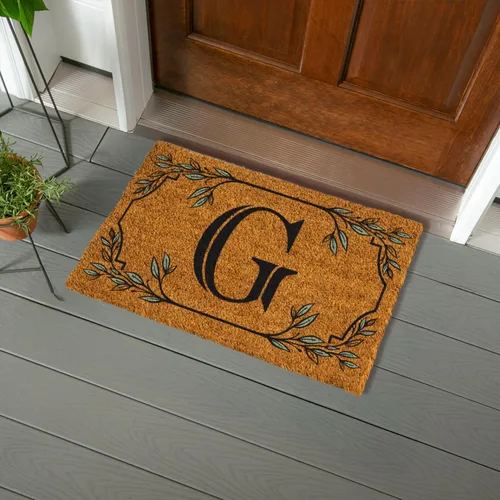 Miniatura 34 de Evergreen Flag Alfombra de puerta de fibra de coco monograma Letra B Alfombra para puerta delantera para interiores y exteriores 71x41 cm