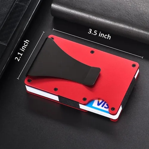 Miniatura 7 de Kenpal Cartera de metal minimalista con clip para dinero organizador de aluminio para tarjetas de crédito para hombres y mujeres Minimalista