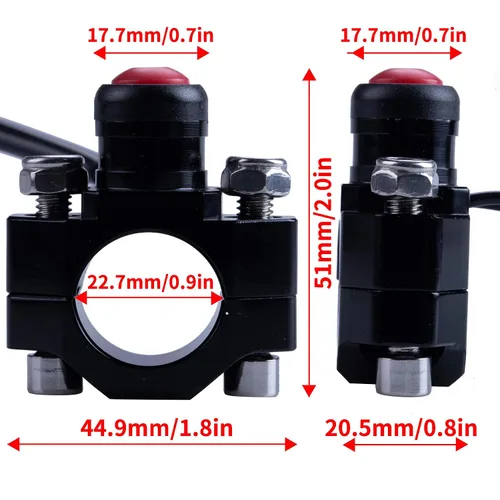 Miniatura 3 de ORAEVY Botón Universal CNC de Interruptor de Parada y Arranque del Motor de Motocicleta con Placa Posterior de Montaje para ATV, Dirt Pit Bike