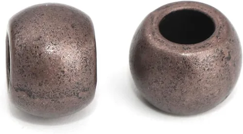 Miniatura 3 de 60 cuentas de barril espaciador de metal en acabado de cobre antiguo de 0.394 in x 0.276 in de diámetro con agujero grande de 0.173 in Aleación