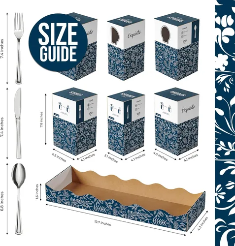 Miniatura 3 de Exquisite Juego de cubiertos de plástico plateado resistente, 300 unidades, para fiestas, soporte para utensilios para encimera de cocina, 100