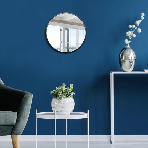 Miniatura 4 de Itrue Espejo de pared decorativo redondo pequeño de 12 pulgadas, vidrio recubierto de plata HD con marco de metal negro cepillado, espejo