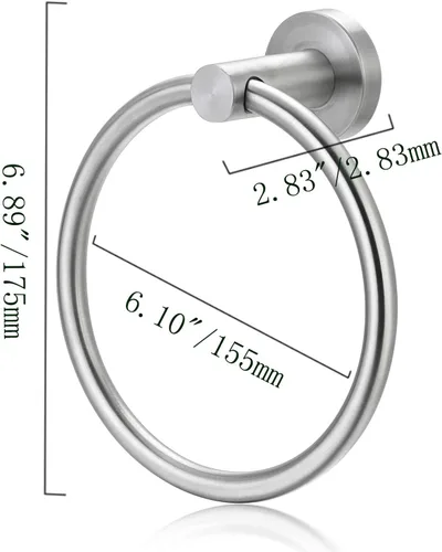 Miniatura 2 de Bahroom Towel Ring Acero inoxidable SUS 304,Soporte de toalla de mano circular,Toallero redondo mate Soporte de pared Toallero de montaje en pared