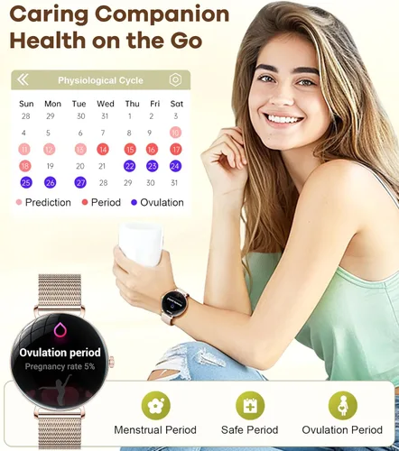 Miniatura 8 de Relojes inteligentes para mujer con llamadas/respuesta: reloj inteligente AMOLED de 1.43 pulgadas con pantalla táctil para teléfono Android